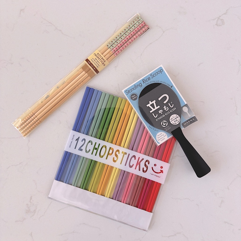 Marna🇯🇵Rice Paddle + Rainbow Chopsticks Bundle